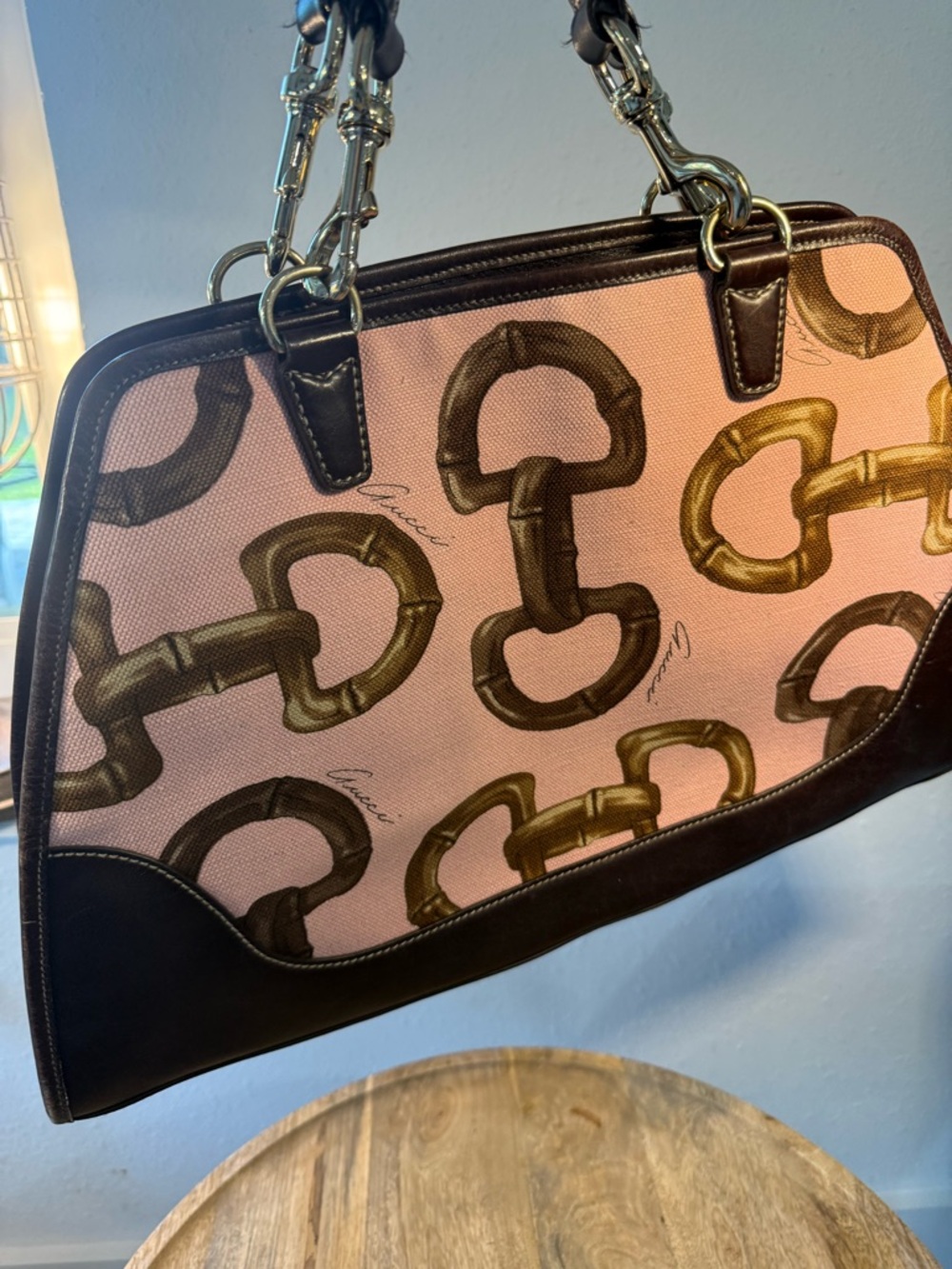 Authentic Gucci Pink Horsebit Bamboo Printed Jackie O Bouvier Shoulder Bag - Picture 12 of 16